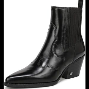 Sam Edelman Black Leather Western Ankle Boots SZ 9